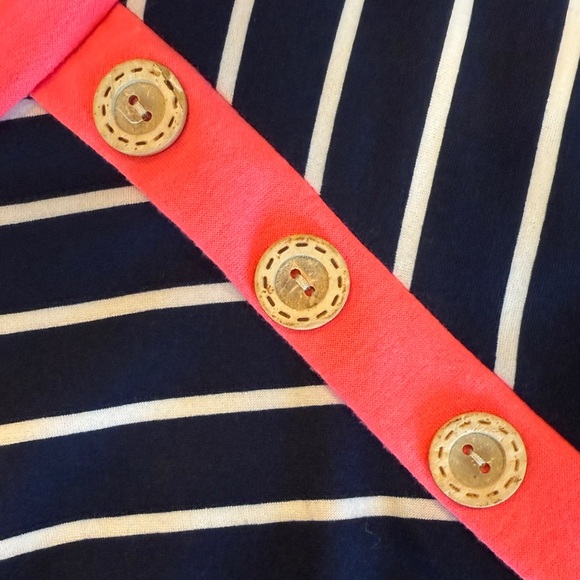 On Top Of The World Striped Top- Navy‎ & Neon Pink - Picture 5 of 6